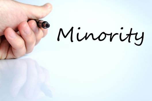 Minority text concept isolated over white background