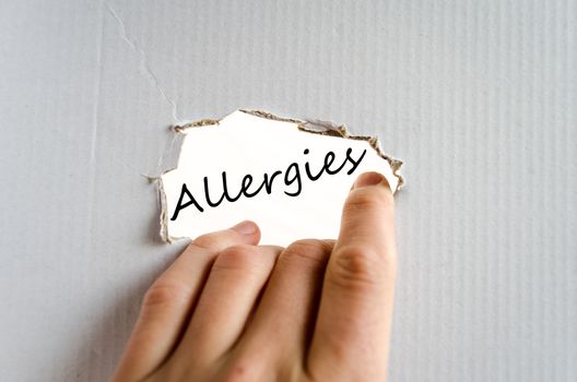 Allergies text concept isolated over white background