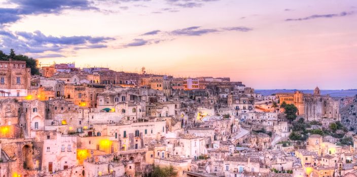 Panoramic view of Matera, Italy. UNESCO European Capital of Culture 2019