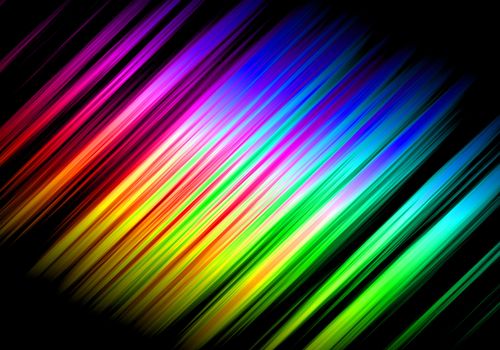 Abstract motion rainbow graphical background over black.