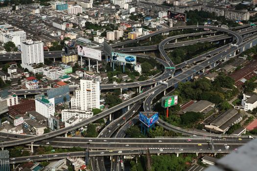 BANGKOK, THAILAND - DECEMBER 23: Bird eye view of Traffic on December 23, 20 13 in Bangkok.