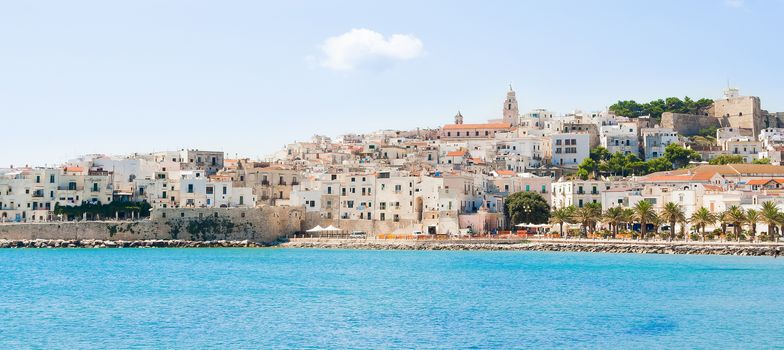 View of Vieste in front of adriatic sea Italy