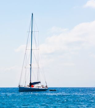 beautiful sailboat sailing sail blue Mediterranean sea ocean horizon