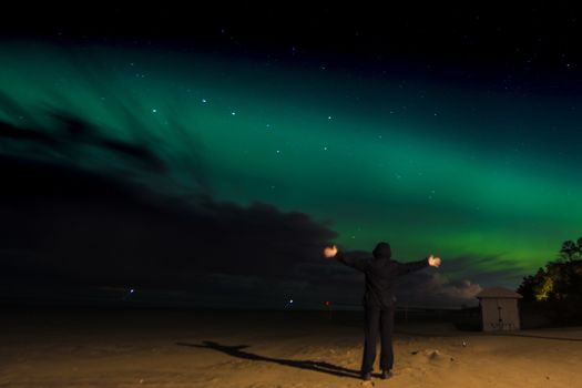 ESTONIA, Narva-Joesuu: Stunning aurora as seen from Narva-Joesuu, north-eastern Estonia, on the night of October 7, 2015. 