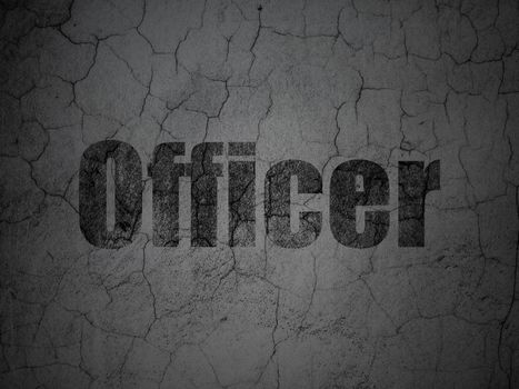 Law concept: Black Officer on grunge textured concrete wall background