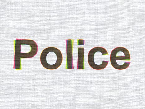 Law concept: CMYK Police on linen fabric texture background
