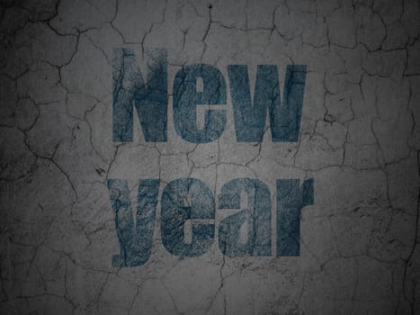 Holiday concept: Blue New Year on grunge textured concrete wall background
