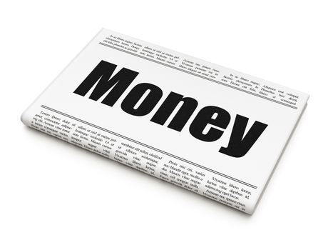Finance concept: newspaper headline Money on White background, 3d render