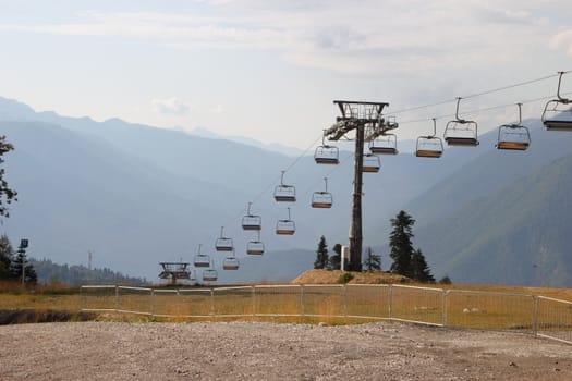 Mountain View in Sochi with lifts, Russia. Olympic Venues
