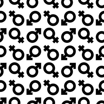 simple black and white background illustration with male female symbols