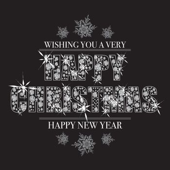 Bling christmas message with happy new year and diamonds
