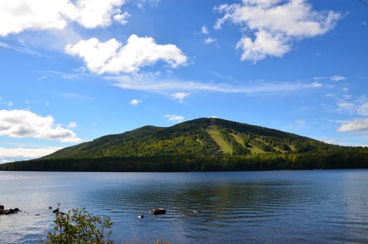 A ski resort seen in the early fall in Maine. Located in the lakes region.