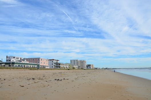 View of Old Orchard Beach in Maine. Seen in the early fall.