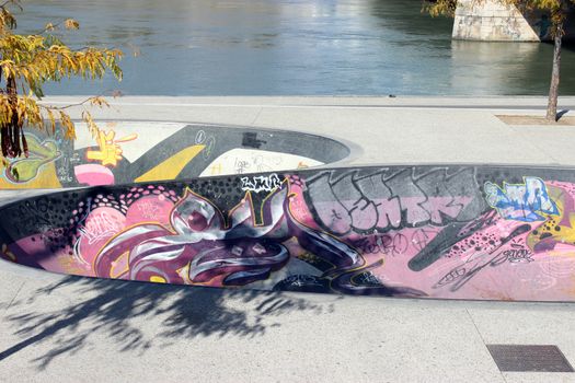 SkatePark on the Banks of the Rhône River, Lyon, France