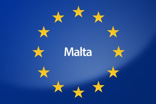 Illustration of European Union flag - labeled with Malta