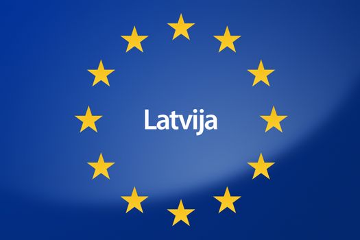 Illustration of European Union flag - labeled with Latvia in estonian language