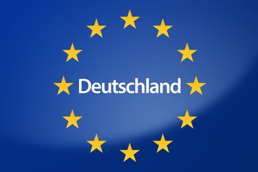 Illustration of European Union flag - labeled with Germany in german language