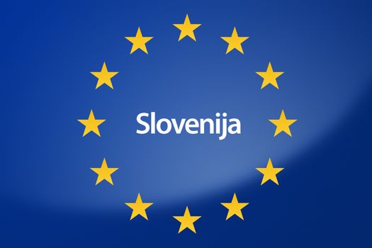 Illustration of European Union flag - labeled with Slovenia in slovenian language
