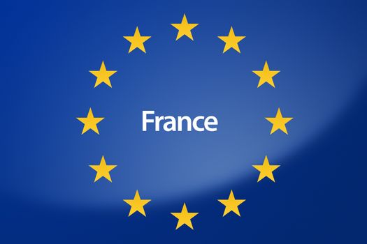 Illustration of European Union flag - labeled with France on french language
