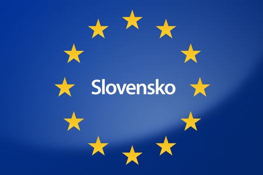 Illustration of European Union flag - labeled with Slovakia in slovenian language