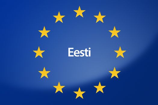 Illustration of European Union flag - labeled with Estonia in estonian language
