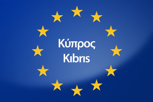 Illustration of European Union flag - labeled with Cyprus
