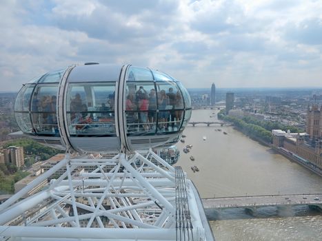 LONDON, ENGLAND - July 22, 2014 - View from the London Eye showing one of the capsules.