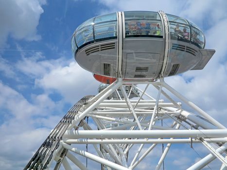 LONDON, ENGLAND - July 22, 2014 - View of one of the capsules on the London Eye.