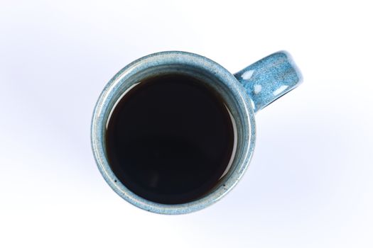 blue design mug of tea and coffee on a white background
