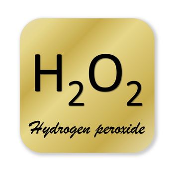 Golden chemical formula of hydrogen peroxide symbol isolated in white background