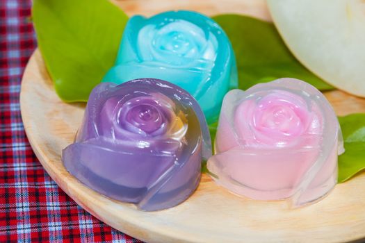 Thailand tradition ,Flower Dessert Jelly on wood