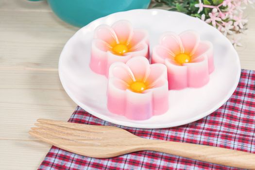 Thailand tradition ,Dessert coconut jelly on  plate