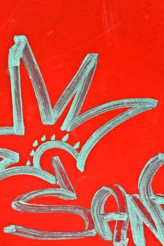 Graffitis on a red background in denmark