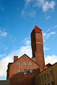 Brick building in Denmark in the summer