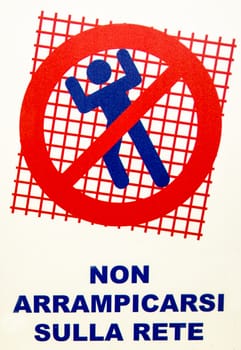 not climb on the net sign