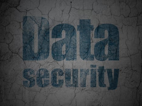 Safety concept: Blue Data Security on grunge textured concrete wall background