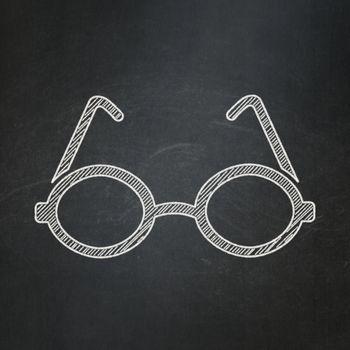 Science concept: Glasses icon on Black chalkboard background