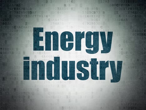 Manufacuring concept: Painted blue word Energy Industry on Digital Paper background