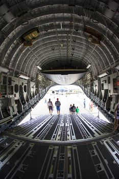 LETHBRIDGE CANADA 25 JUN 2015: International Air Show and Open House for Canadian, USA and British  current and historical military and civilian aircrafts. There were also numerous flights as well.