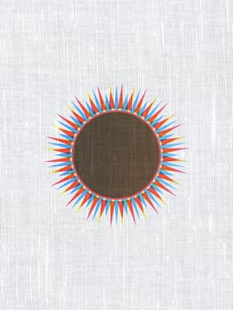 Travel concept: CMYK Sun on linen fabric texture background
