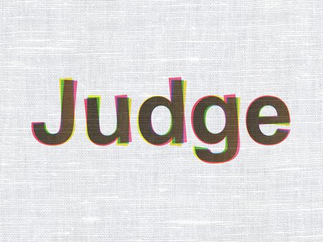 Law concept: CMYK Judge on linen fabric texture background