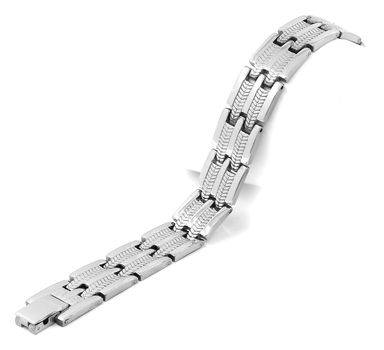 Stainless steel bracelet on a white background