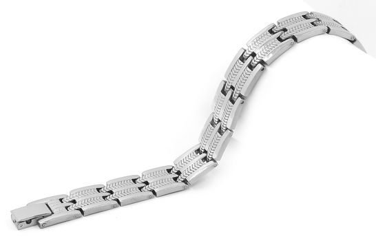 Stainless steel bracelet on a white background