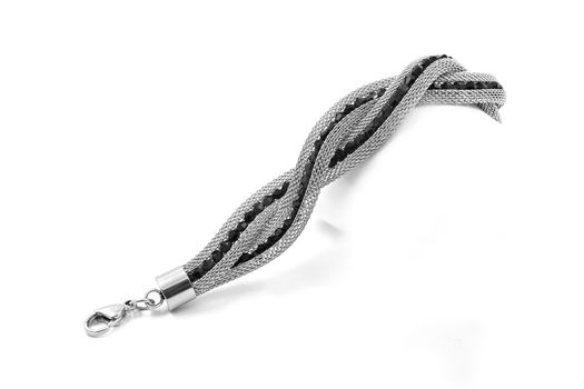 Stainless steel bracelet on a white background