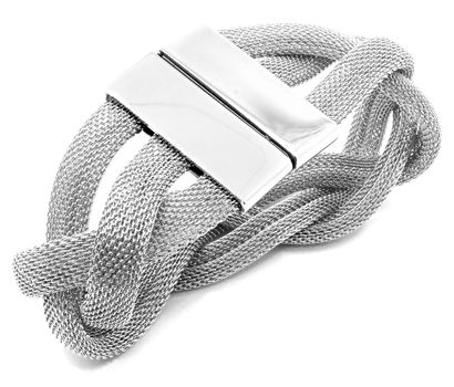 Stainless steel bracelet on a white background