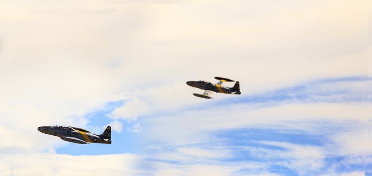 LETHBRIDGE CANADA 25 JUN 2015: International Air Show and Open House for Canadian, USA and British  current and historical military and civilian aircrafts. There were also numerous flights as well.