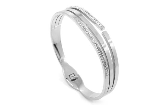 Stainless steel bracelet on a white background