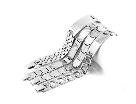 Stainless steel bracelet on a white background