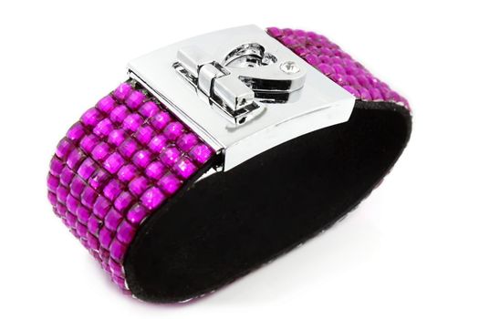 Modern bracelet with crystals on a white background