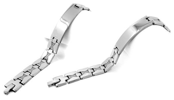 Stainless steel bracelet on a white background